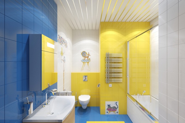 ванна в желто-синем цвете